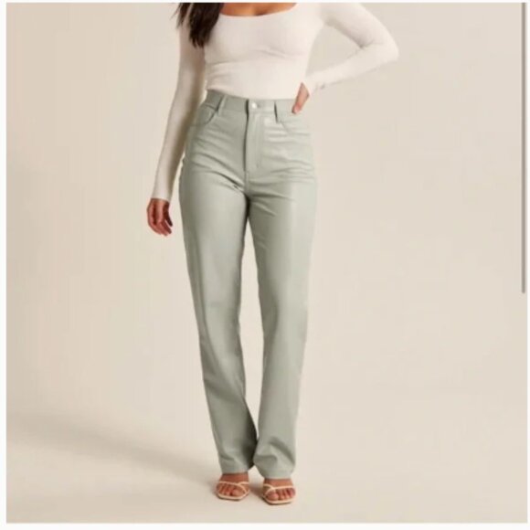 Abercrombie & Fitch Curve Love 90s Straight Leather Pant - Picture 1 of 6